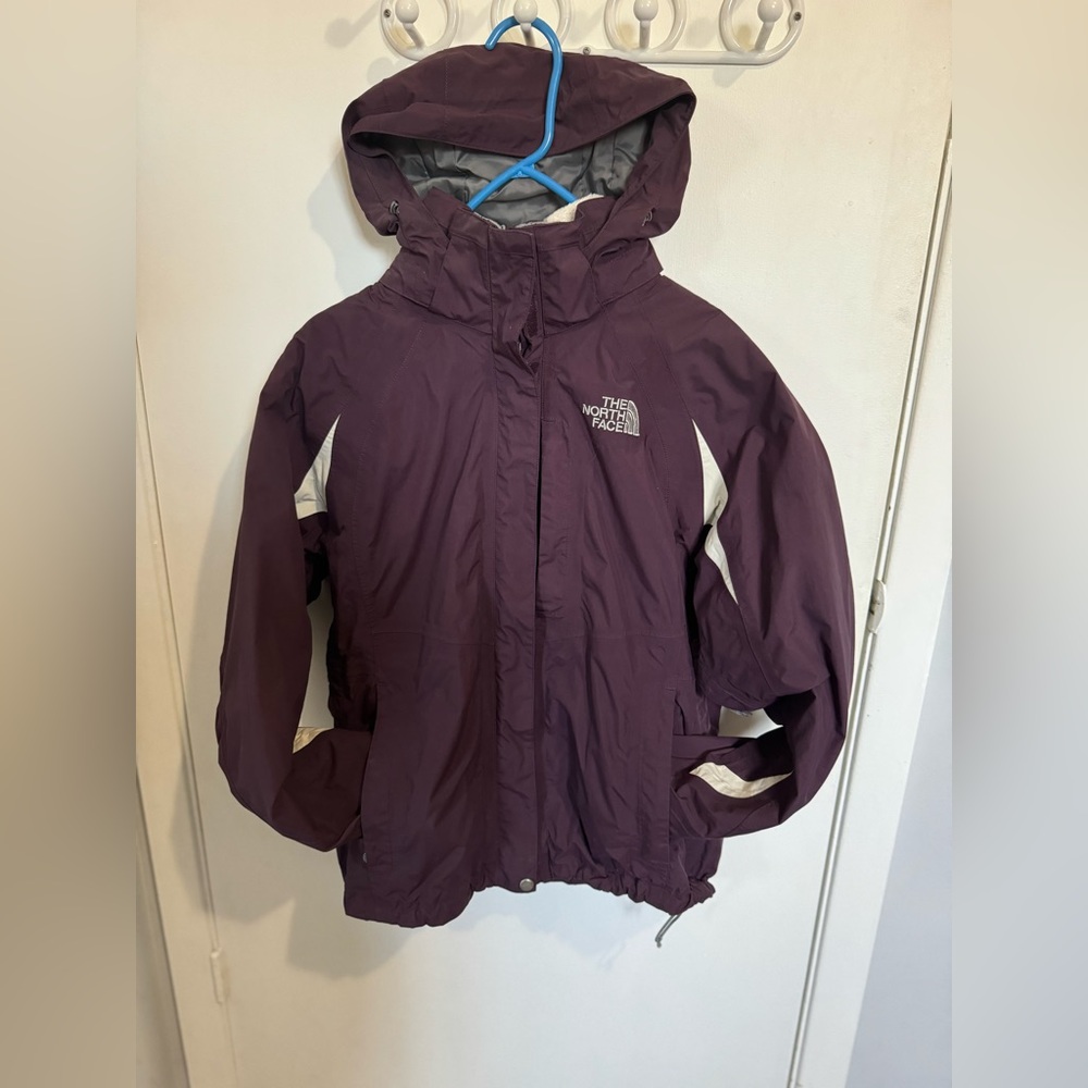 The North Face Coat- Deep Purple with removable fur lining, Size Medium